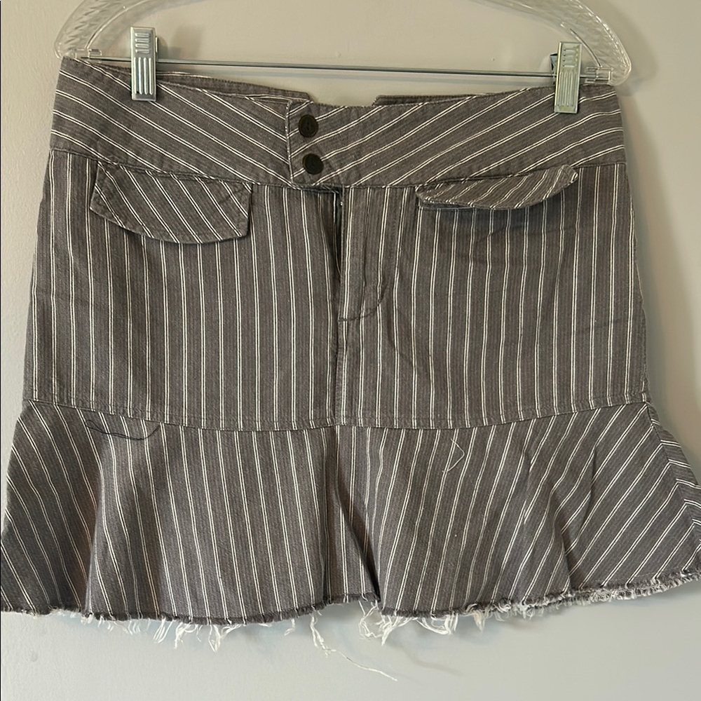 Volcom Striped Gray Mini Skirt